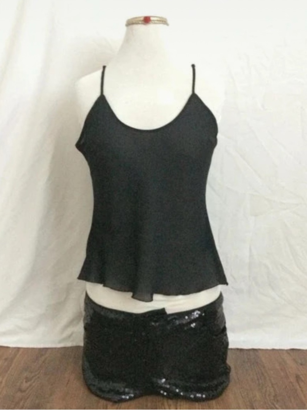 Charlotte Russe Black Spaghetti Strap Flowy Tank